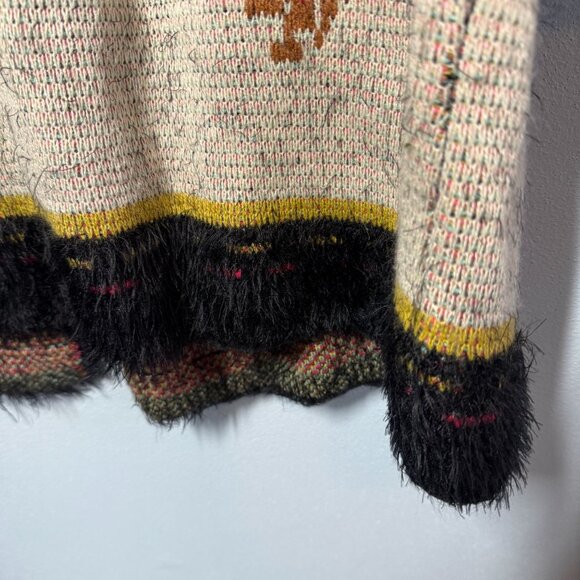 MaxSport Open 1 Button Hoodie Cardigan Eyelash Sweater XL Aztec Tribal Western - Picture 10 of 15